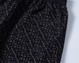 5A Spring Summer Men's Flocking Printed Logo Short Sleeve Polo Shirt Shorts Set Black 6571#