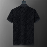 5A Spring Summer Men's Flocking Printed Logo Short Sleeve Polo Shirt Shorts Set Black 6571#