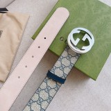 Original 1:1 Double Buckle Pure Copper Cowhide Leather Belt 4cm