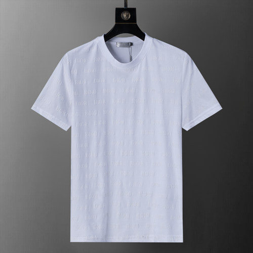 5A Spring Summer Men's Flocked Printed Short Sleeve T-Shirt Shorts Set White 6566#