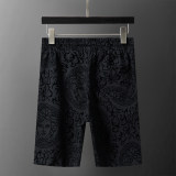 5A Spring Summer Men's Flocked Printed Short Sleeve T-Shirt Shorts Set Black 6574#
