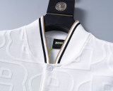 5A Spring Summer Men's Jacquard Logo Short Sleeve Polo Shirt Shorts Set White 6575#