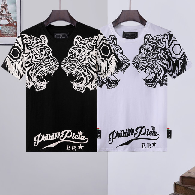 5A Summer Men's Short-Sleeved Tiger Head T-shirt with Diamonds 667