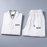 5A Spring Summer Men's Jacquard Logo Short Sleeve Polo Shirt Shorts Set White 6575#