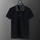 5A Spring Summer Men's Flocking Printed Logo Short Sleeve Polo Shirt Shorts Set Black 6571#