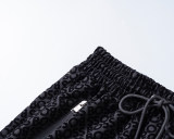 5A Spring Summer Men's Flocking Printed Logo Short Sleeve Polo Shirt Shorts Set Black 6571#