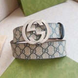 Original 1:1 Double Buckle Pure Copper Cowhide Leather Belt 4cm