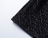 5A Spring Summer Men's Flocking Printed Logo Short Sleeve Polo Shirt Shorts Set Black 6571#