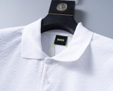 5A Spring Summer Men's Flocking Printed Logo Short Sleeve Polo Shirt Shorts Set White 6571#