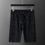 5A Spring Summer Men's Flocked Printed Short Sleeve T-Shirt Shorts Set Black 6574#