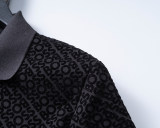 5A Spring Summer Men's Flocking Printed Logo Short Sleeve Polo Shirt Shorts Set Black 6571#