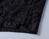 5A Spring Summer Men's Flocked Printed Short Sleeve T-Shirt Shorts Set Black 6574#