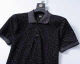5A Spring Summer Men's Flocking Printed Logo Short Sleeve Polo Shirt Shorts Set Black 6571#