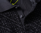 5A Spring Summer Men's Flocking Printed Logo Short Sleeve Polo Shirt Shorts Set Black 6571#