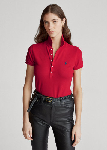 5A Women Slim Fit Stretch Polo Shirt Red
