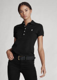 5A Women Slim Fit Stretch Polo Shirt Black