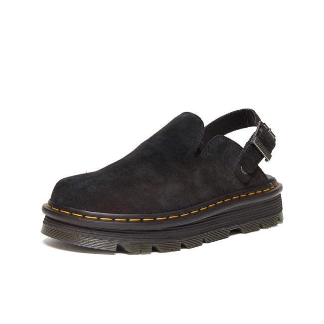 5A Zebzag Suede Slingback Platform Mule Black