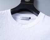 5A Spring Summer Flocked Printed Short Sleeve T-Shirt White 25040#