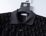 5A Spring Summer Flocked Printed Short Sleeve Polo Shirt Black 30106#