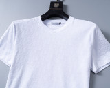 5A Spring Summer Flocked Printed Short Sleeve T-Shirt White 25040#