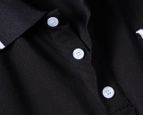 5A Spring Summer Simple Embroidered Logo Short Sleeve Polo Shirt Black 30100#