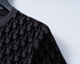 5A Spring Summer Flocked Printed Short Sleeve T-Shirt Black 25040#