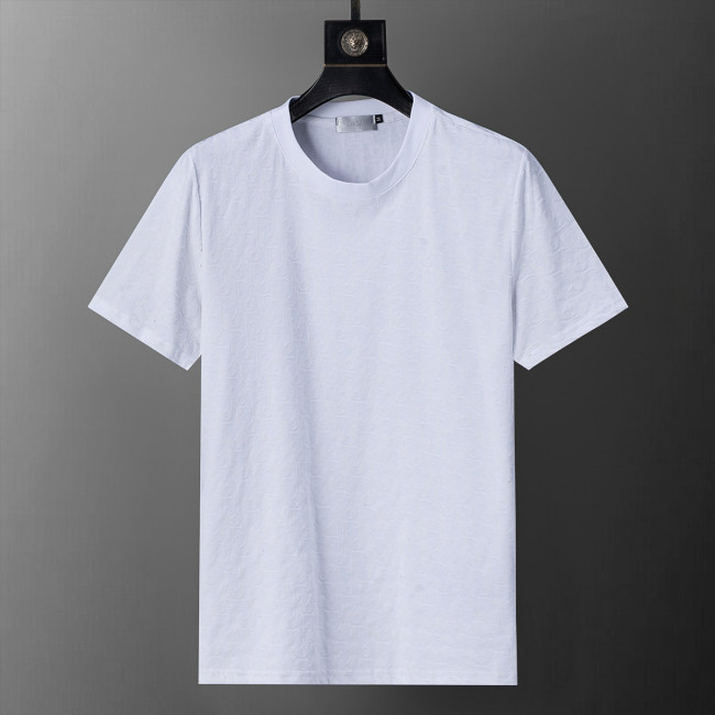 5A Spring Summer Flocked Printed Short Sleeve T-Shirt White 25040#