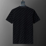 5A Spring Summer Flocked Printed Short Sleeve T-Shirt Black 25040#
