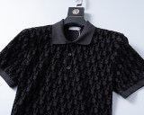 5A Spring Summer Flocked Printed Short Sleeve Polo Shirt Black 30106#