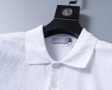 5A Spring Summer Flocked Printed Short Sleeve Polo Shirt White 30106#
