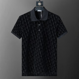 5A Spring Summer Flocked Printed Short Sleeve Polo Shirt Black 30106#