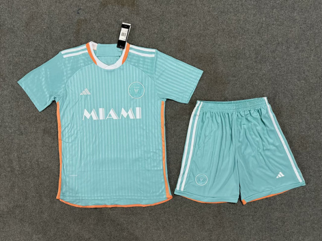 5A 24~25 Inter Miami CF Third Away Jersey & Shorts Kit - Light Blue Green Soccer Uniform