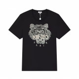 Tiger Head Logo Embroidery Cotton T-shirt Black