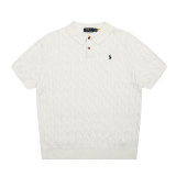 Original Men's Pony Logo Cotton Cable Knit Polo Shirt with Button Collar