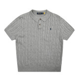 Original Men's Pony Logo Cotton Cable Knit Polo Shirt with Button Collar