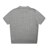 Original Men's Pony Logo Cotton Cable Knit Polo Shirt with Button Collar