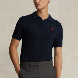 Original Men's Pony Logo Cotton Cable Knit Polo Shirt with Button Collar
