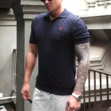 Original Men's Pony Logo Cotton Cable Knit Polo Shirt with Button Collar