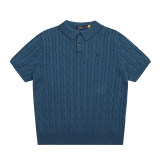 Original Men's Pony Logo Cotton Cable Knit Polo Shirt with Button Collar