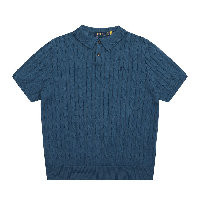 Original Men's Pony Logo Cotton Cable Knit Polo Shirt with Button Collar