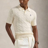 Original Men's Pony Logo Cotton Cable Knit Polo Shirt with Button Collar