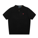 Original Men's Pony Logo Cotton Cable Knit Polo Shirt with Button Collar
