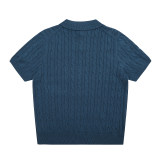 Original Men's Pony Logo Cotton Cable Knit Polo Shirt with Button Collar