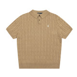 Original Men's Pony Logo Cotton Cable Knit Polo Shirt with Button Collar