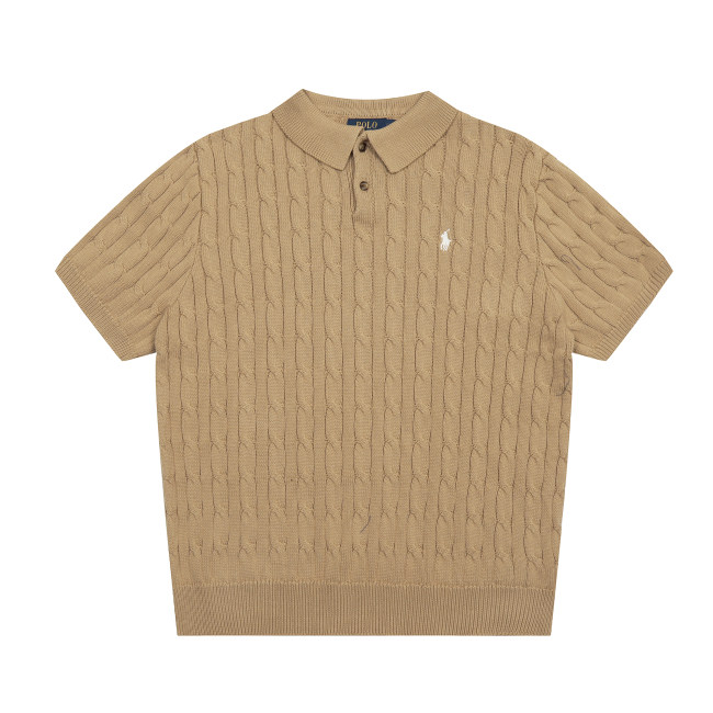Original Men's Pony Logo Cotton Cable Knit Polo Shirt with Button Collar