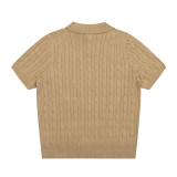 Original Men's Pony Logo Cotton Cable Knit Polo Shirt with Button Collar