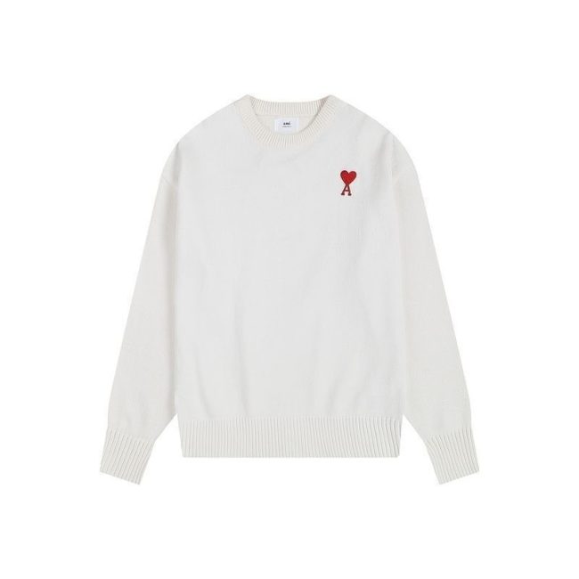 5A Coeur Embroidered Logo Crew Neck Sweater White