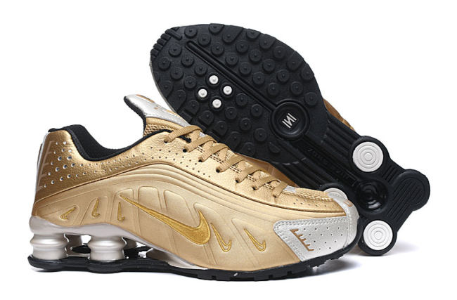 5A Shox R4 Sneakers Running Shoes Gold