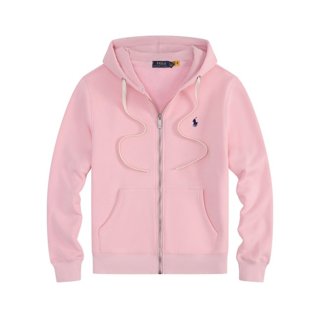 5A Normal quality Double-Knit Full-Zip Hoodie Pink