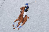5A Classic Fit Big Pony Mesh Long Sleeve Polo Shirt Blue